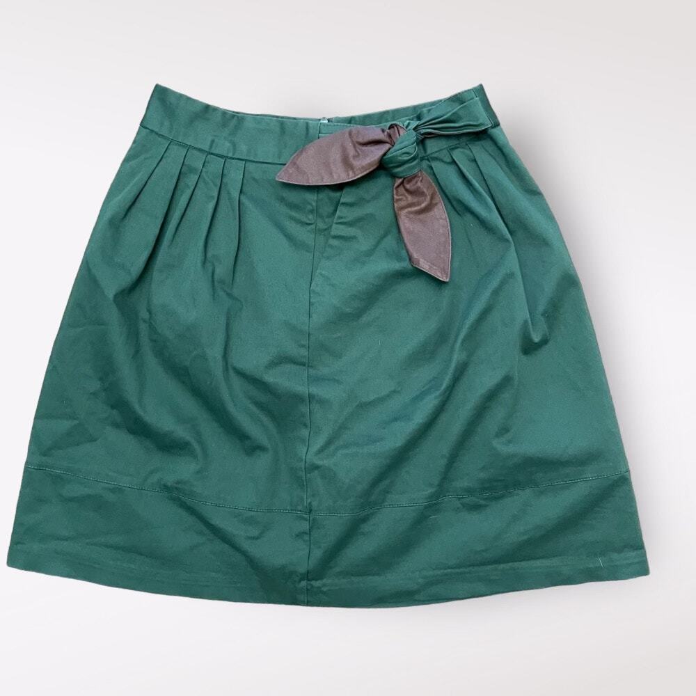 Tie Waist Mini Skirt Womens Medium Green Boho Business casual‎